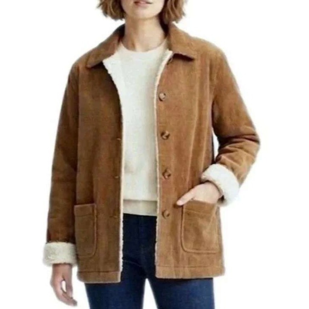 NWT Boston Traders Women's S Brown Corduroy Sherpa Lined Jacket Polyester